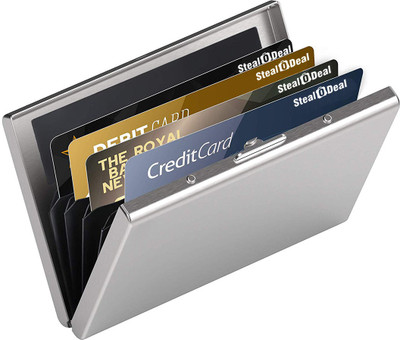 StealODeal Protected Slim Stainless Steel Debit/Credit 6 Card Holder(Set of 1, Silver)