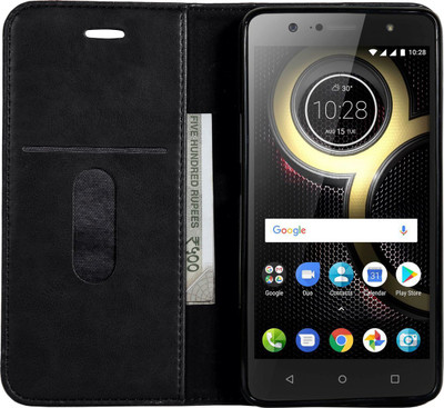 Cubix Book Cover for Lenovo K8 Plus(Black, Magnetic Case)