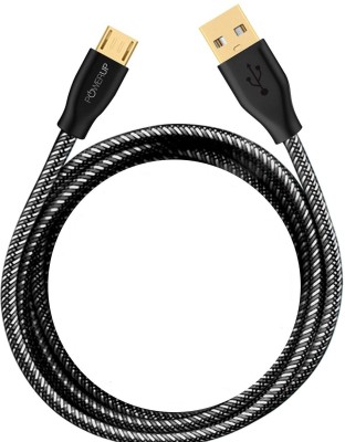 powerup stay charged Micro USB Cable 2 A 1.5 m Nylon Extra Tough Unbreakable Braided Charging USB Cable.(Compatible with USB Micro Cable for All Smartphones, Black, One Cable)