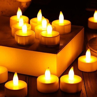 ESP Decorative Electric Candle LED Tea Light Candles for Diwali Festival Decoration Candle(Yellow, Pack of 24)