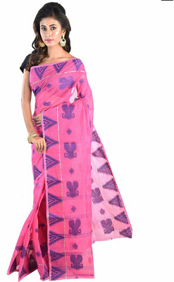 RAJ SAREE HOUSE Self Design Tant Pure Cotton Saree(Pink)