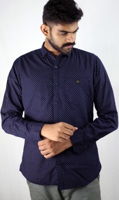 Indi Hemp Men Printed Casual Dark Blue Shirt