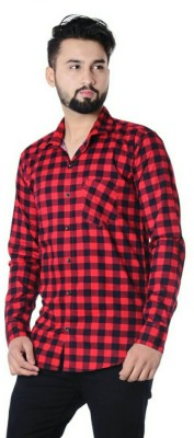 REHAN Men Checkered Casual Red, Black Shirt