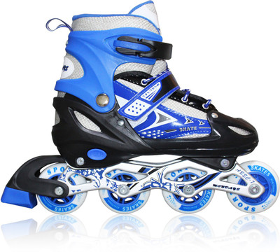 AKSHAT Adjustable Inline Skates Roller Blades for Girls and Boys In-line Skates - Size 34 - 37 Euro(Blue)