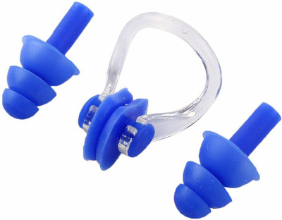 Mphonix Waterproof Soft Silicone Swimming Earplugs Ear Plugs and Nose Clip Set Ear Plug & Nose Clip(Blue)