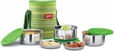 MILTON Premium range Ribbon 3 Leak Proof Insulated With one Year warranty 3 Containers Lunch Box(350 ml, Thermoware)