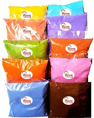 Divya Cotton Wicks Pack of 10 Rangoli Powder(Multicolor)