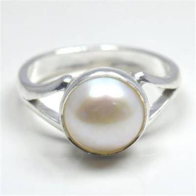 Gems Jewels Online 925 Hallmark Pure Silver With Natural South See Pearl Ring Size 12 Stone Pearl Ring
