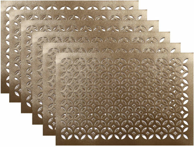Dakshya Industries Rectangular Pack of 6 Table Placemat(Gold, PVC)