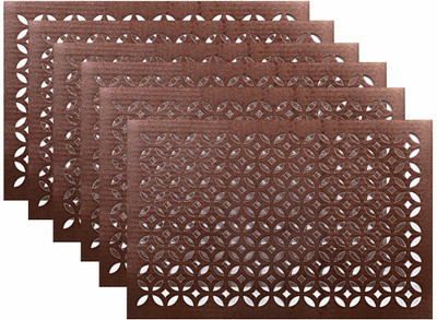 Castle Decor Rectangular Pack of 6 Table Placemat(Brown, PVC)