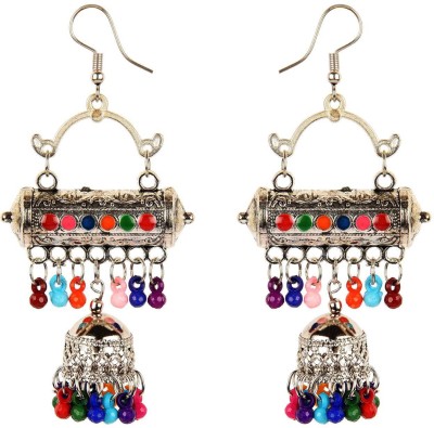 Muccasacra Fresh Collection Multi-colour Dotted Meenkari Beads Alloy Drops & Danglers