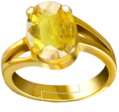 GALAXY ASTRO Certified Unheated Untreatet A+ Quality Natural Yellow Metal Sapphire Gold Plated Ring