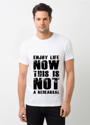 HamsaMART Printed Men Round Neck White T-Shirt