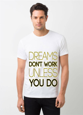 HamsaMART Printed Men Round Neck White T-Shirt