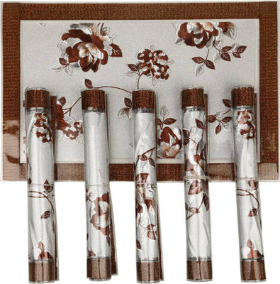 DPA Collection Rectangular Pack of 6 Table Placemat(Brown, PVC)