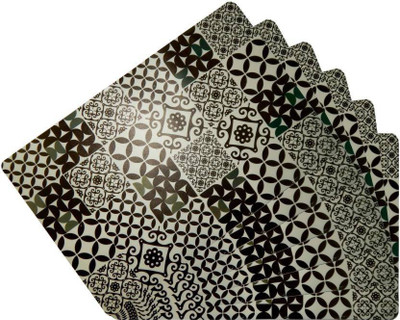 DPA Collection Rectangular Pack of 6 Table Placemat(Black, White, PVC)