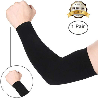 Techfeel Cotton Arm Sleeve For Men & Women(Free, Black)