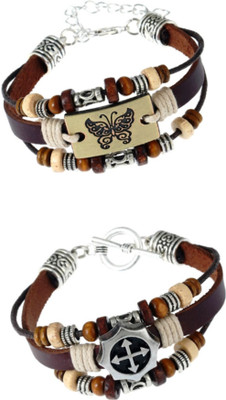 fashion for sure Leather Bracelet(Pack of 2)