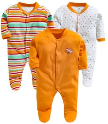 EIO Baby Boys & Baby Girls Orange Sleepsuit