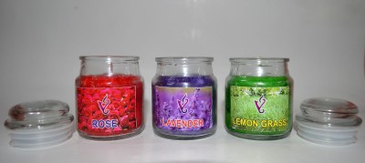 jar candles GLASS JAR3 Candle(Purple, Red, Green, Pack of 3)