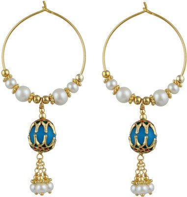 Pearlz Ocean Shell Pearl & Glass Beads Hoopwire Clasp Earrings Alloy Drops & Danglers