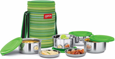 MILTON Premium range Ribbon 4 Leak Proof Insulated With one Year warranty 4 Containers Lunch Box(350 ml, Thermoware)