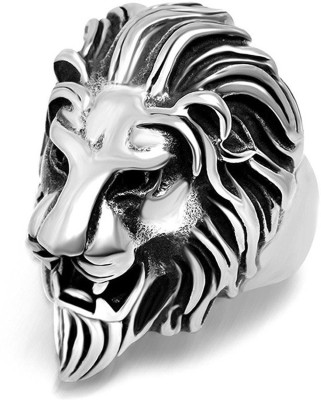 Kolva Silver Color Lion Head Stainless Steel Silver Plated Ring Stainless Steel Cat's Eye Silver Plated Ring