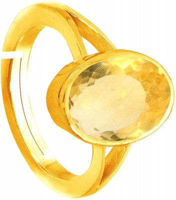 PARTH GEMS 5.25 Carat Certified Unheated Untreatet A+ Quality Natural Original Gold Platted Yellow Sapphire Pukhraj Gemstone Adjustable Ring Metal Sapphire Gold Plated Ring