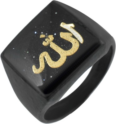 MissMister Brass Black Coated Gold Allah Word Fashion finger ring Men Brass Rhodium Plated Ring