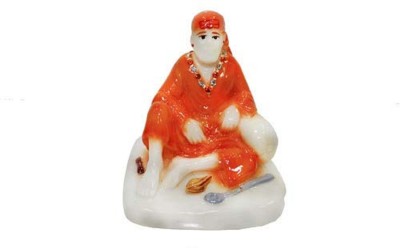 S A Gifts Sai Amrut Marble Lord Shri Sai Baba Idol God Sai Nath Statue Shirdi Sai Decorative Showpiece  -  12 cm(Marble, Orange)