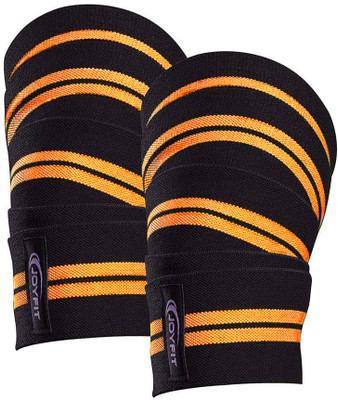 Joyfit Knee Wrap for Weightlifting-Adjustable Straps,Stretchable Fabric Knee Support(Orange)