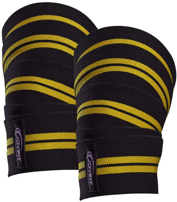 Joyfit Knee Wrap for Weightlifting-Adjustable Straps,Stretchable Fabric Knee Support(Yellow)