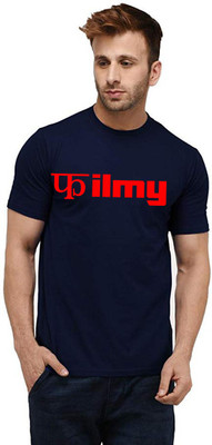 Aseria Printed Men Round Neck Dark Blue T-Shirt