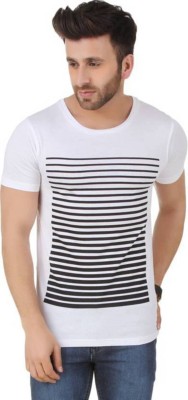 True Basket Printed Men Round Neck White T-Shirt