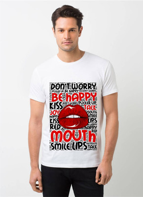 hamsa print world Printed Men Round Neck White T-Shirt