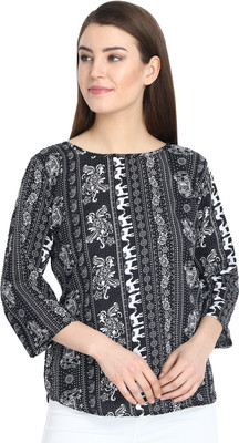Aisa Fashion Casual 3/4 Sleeve Printed Women Multicolor Top
