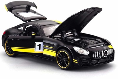 COELON 1: 32 Alloy Metal Benzamide GT GTR Pull Back Diecast Car Model with Sound Light Mini Auto Toy (BLACK &YELLOW, Pack of: 1)(black & yellow, Pack of: 1)