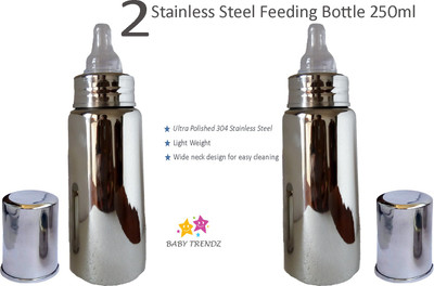 Baby Trendz Stainless Steel Baby Feeding Bottle - 500 ml(Silver)