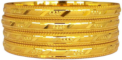 Classic Brass, Metal Gold-plated Bangle Set(Pack of 4)