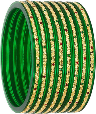 JOYERIA FASHIONS Plastic Gold-plated Bangle Set(Pack of 8)