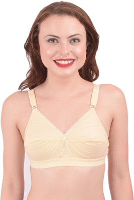 BENCOMM Mastectomy Cancer Pocket Cotton C Cup Bra Women Full Coverage Non Padded Bra(Beige)