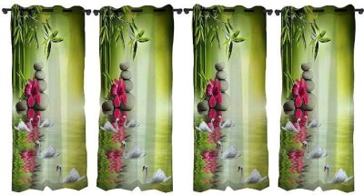 Indiancraft 214 cm (7 ft) Polyester Semi Transparent Door Curtain (Pack Of 4)(Printed, Multicolor)