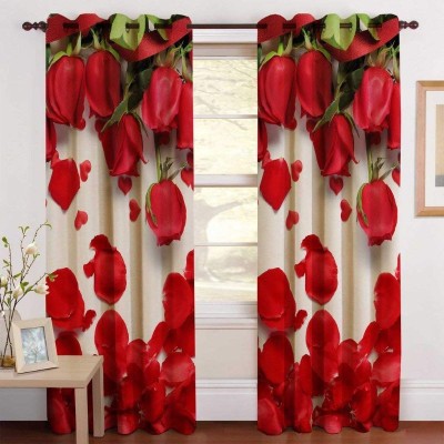 Indiancraft 274 cm (9 ft) Polyester Semi Transparent Long Door Curtain (Pack Of 2)(Floral, Multicolor)