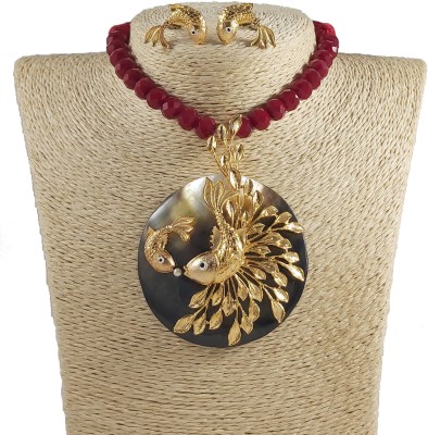 Sukhen Antique Jewellery Brass, Shell Gold-plated Maroon, Gold, Silver Jewellery Set(Pack of 1)