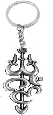 faynci Antique Silver Bholenath Om Trishul Decorative Gifting Key Chain Key Chain