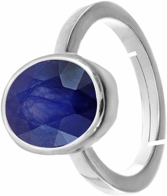 PARTH GEMS Certified Natural Blue Sapphire (Neelam) 5.25 Carat Silver Ring for Women Metal Sapphire Silver Plated Ring