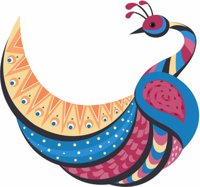 Divine studio 48 cm Decorative Peacock Wall Stickers 48 cm X 51 cm | Wall Sticker for Living Room -Bedroom - Office - Home Hall Decorative Stickers Self Adhesive Sticker(Pack of 1)