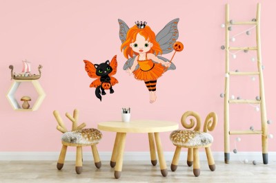 Creatick Studio 73 cm Cute Little Fairy Wall Sticker 73cm X 85cm| Wall Sticker Self Adhesive Sticker(Pack of 1)