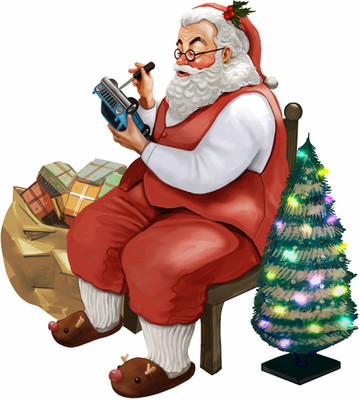 Divine studio 60 cm Santa with Christmas Gifs Wall Sticker 60cm X 54cm | Wall Sticker for Living Room -Bedroom - Office - Home Hall Decorative Stickers Self Adhesive Sticker(Pack of 1)