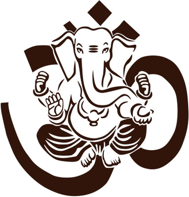 wildartcreation 60 cm Lord Ganesha Wall Sticker 60cm X 58cm| Wall Sticker for Living Ro Self Adhesive Sticker(Pack of 1)